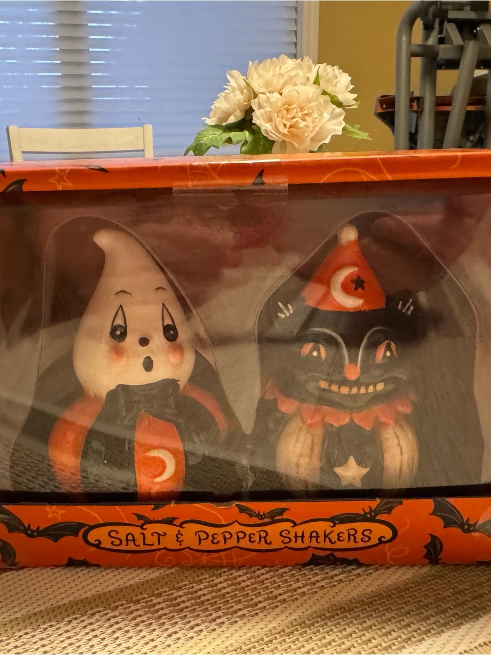 Johanna Parker Halloween Ghost & Black Cat Salt and Pepper Shakers